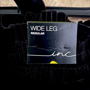 INC wide leg velvet pants with an elastic waist and a velvet tie belt. NWT